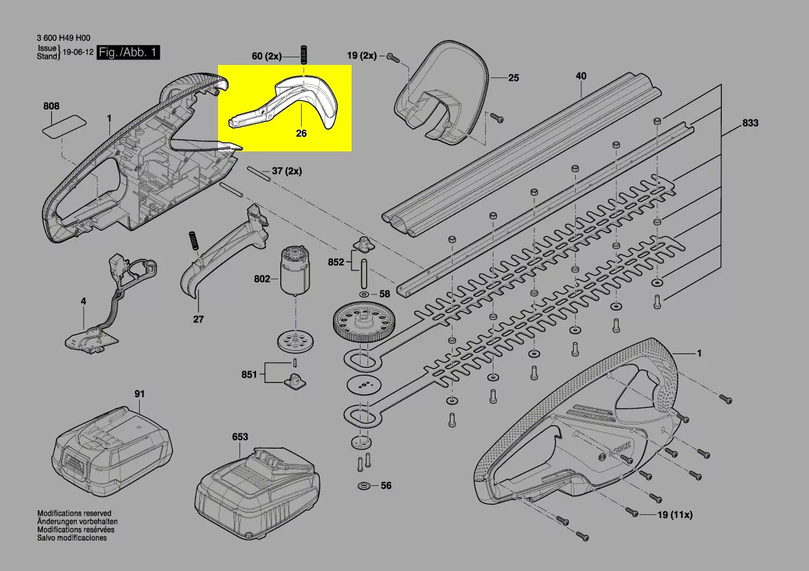 Gachette réf. 1 600 A01 CG8 pour taille-haie Bosch